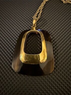 Gold and Brown Modern Geometric Pendant Necklace - Women Jewelry
